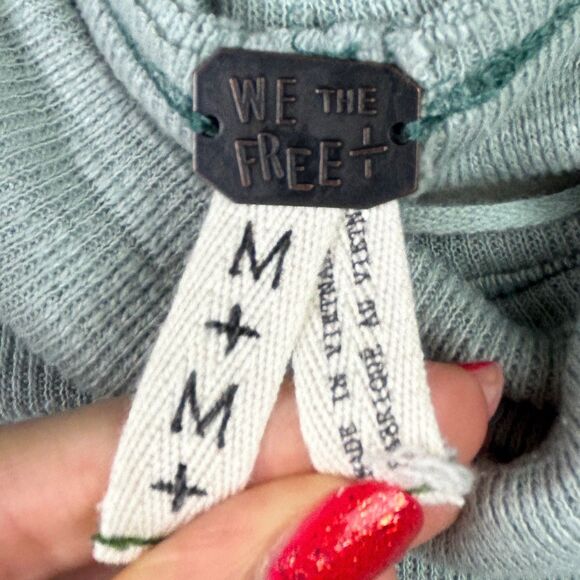 We the Free People Split Back Turtleneck Funnel Neck Split Back Tunic Top Blue M - Picture 13 of 15